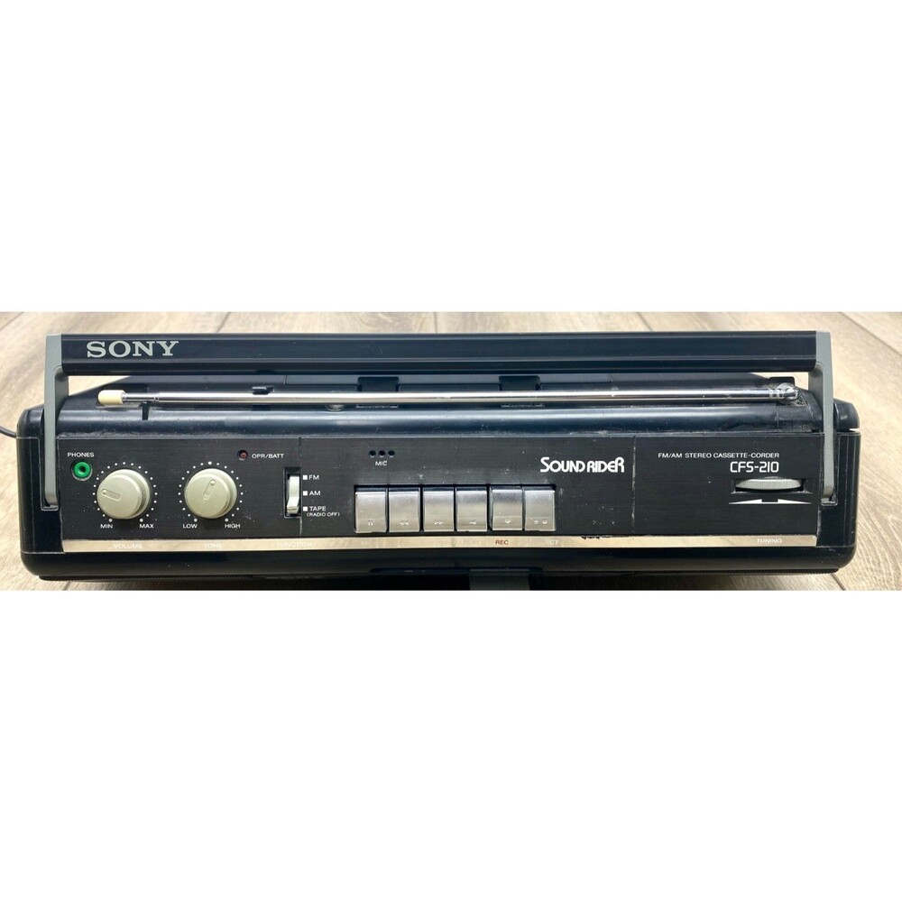Vintage Sony CFS-210 AM/FM Stereo Cassette Recorder Sound Rider Boombox Works - Picture 4 of 9